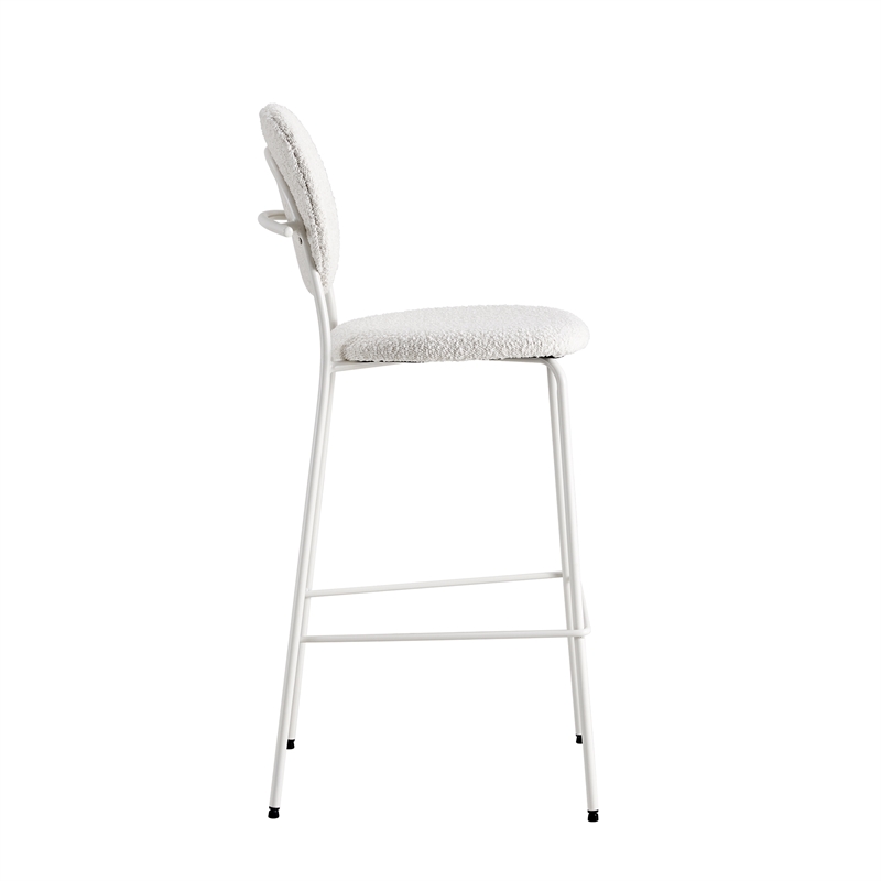 Pemberly Row Modern Boucle Bar Height Stools (Set of 2) in White