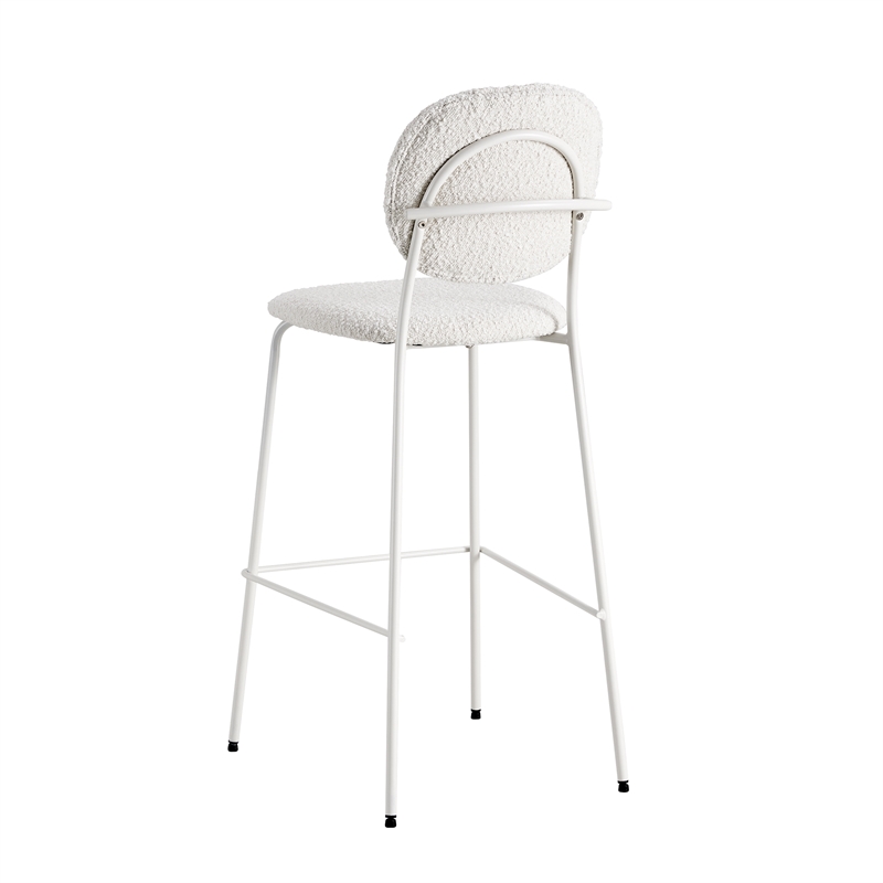 Pemberly Row Modern Boucle Bar Height Stools (Set of 2) in White