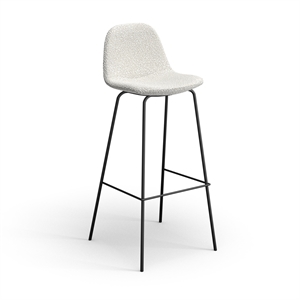 Pemberly Row Modern Boucle Bar Height Stools (Set of 2) in White
