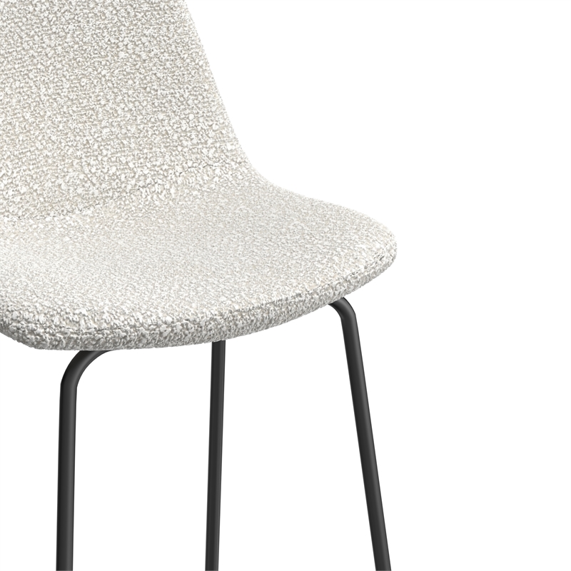 Pemberly Row Modern Boucle Bar Height Stools (Set of 2) in White