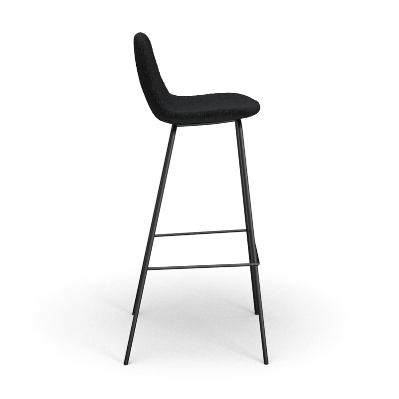 Pemberly Row Modern Boucle Bar Height Stools (Set of 2) in Black