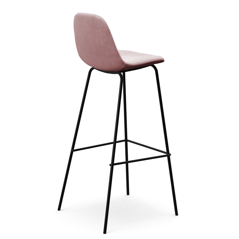 Pemberly Row Modern Velvet Bar Height Stools (Set of 2) in Blush