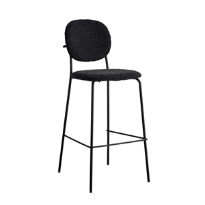 Pemberly Row Modern Boucle Bar Height Stools (Set of 2) in Black