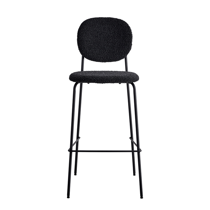 Pemberly Row Modern Boucle Bar Height Stools (Set of 2) in Black