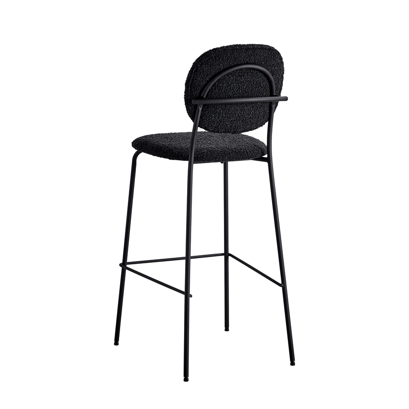 Pemberly Row Modern Boucle Bar Height Stools (Set of 2) in Black