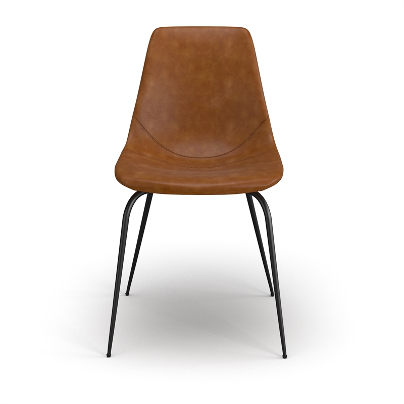 Pemberly Row Vegan Leather Side Chairs (Set of 2) in Light Brown
