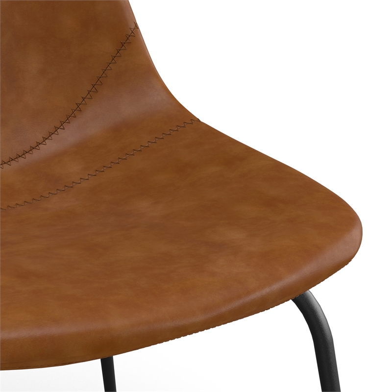 Pemberly Row Vegan Leather Side Chairs (Set of 2) in Light Brown