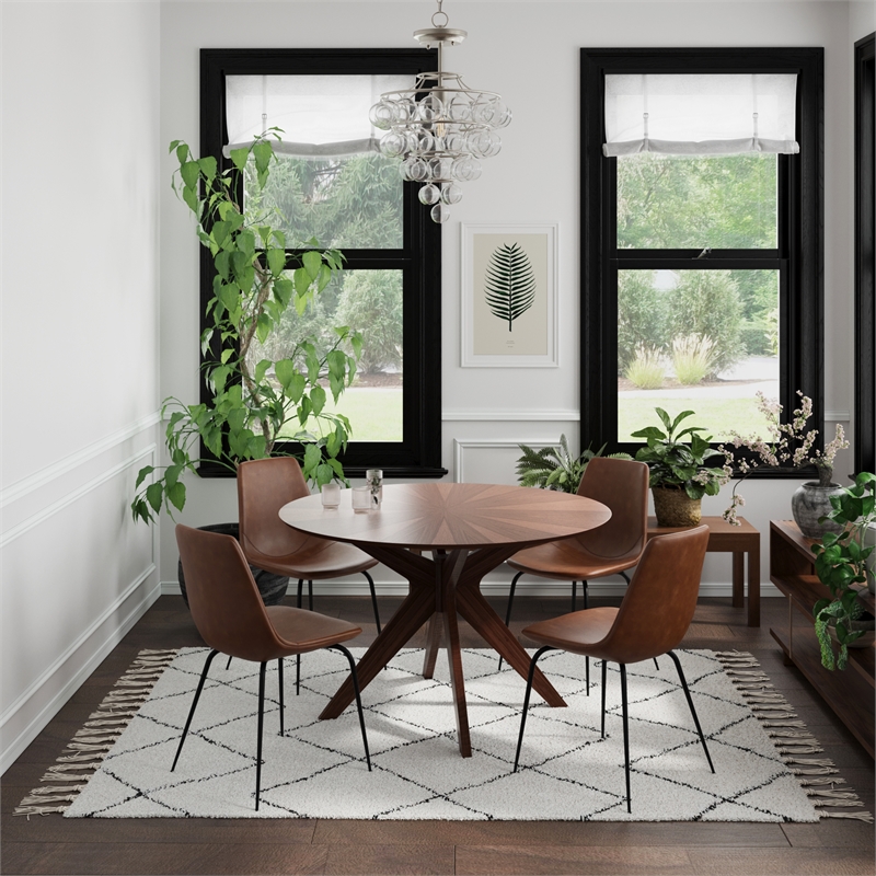 Pemberly Row Vegan Leather Side Chairs (Set of 2) in Light Brown