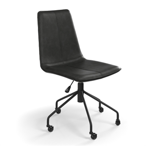 Pemberly Row Vegan Leather Rolling Swivel Task Chair in Charcoal