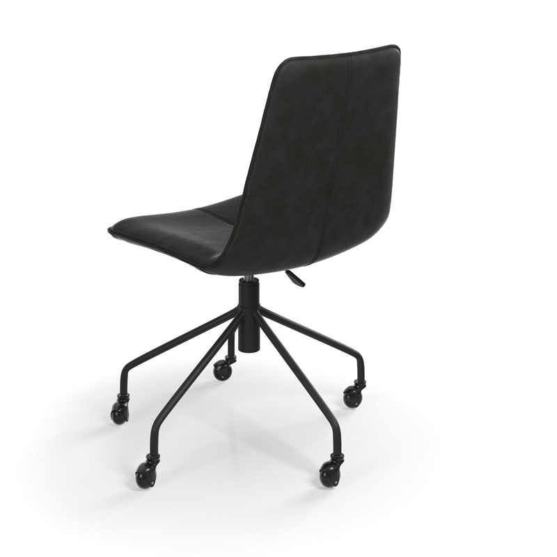 Pemberly Row Vegan Leather Rolling Swivel Task Chair in Charcoal