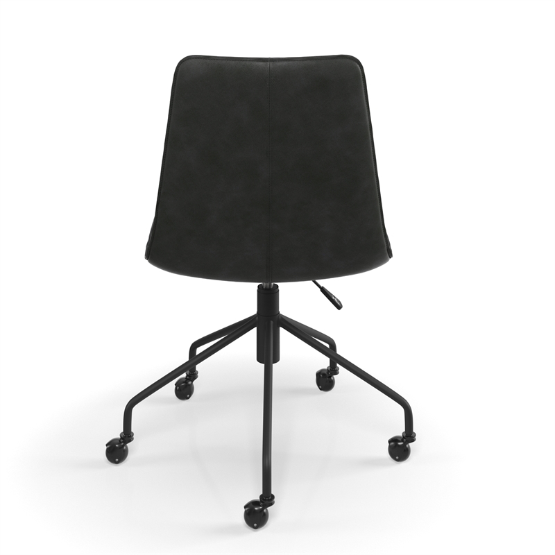 Pemberly Row Vegan Leather Rolling Swivel Task Chair in Charcoal