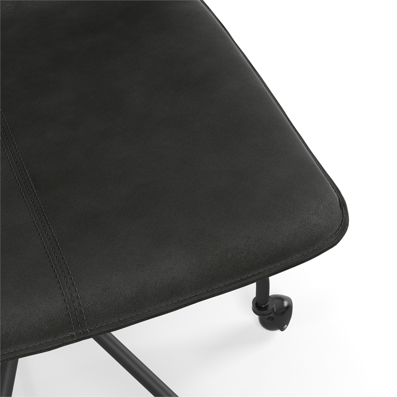 Pemberly Row Vegan Leather Rolling Swivel Task Chair in Charcoal