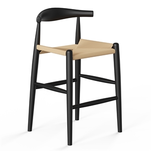 Pemberly Row Papercord Counter Height Stool in Natural and Black