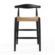 Pemberly Row Papercord Counter Height Stool in Natural and Black
