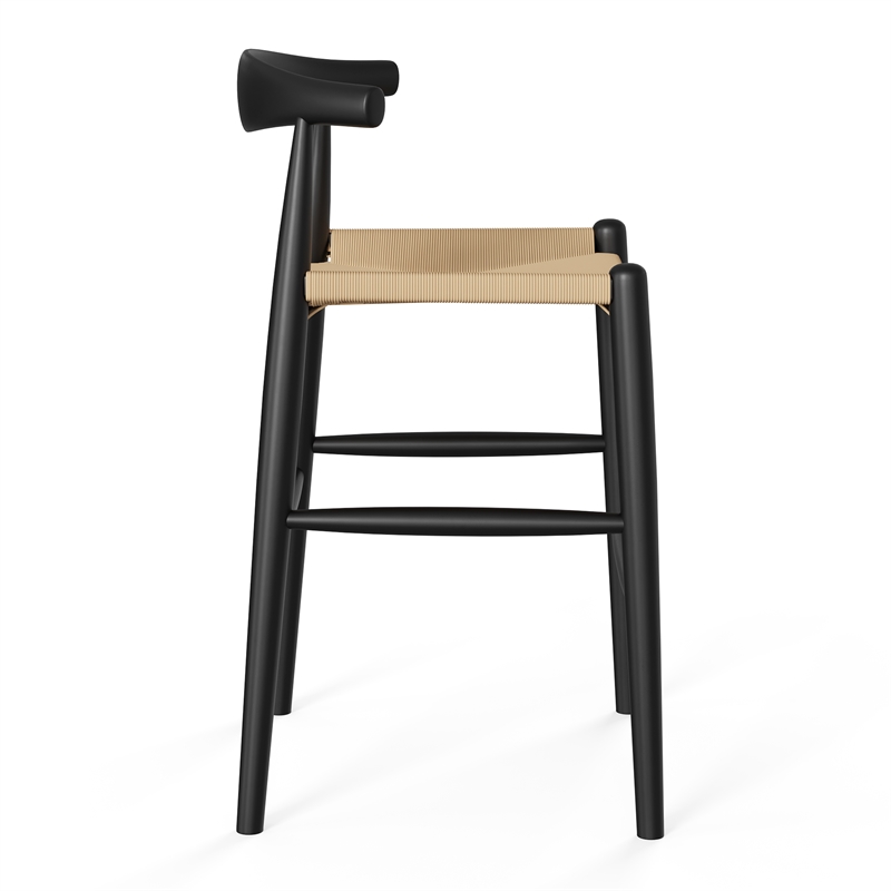 Pemberly Row Papercord Counter Height Stool in Natural and Black