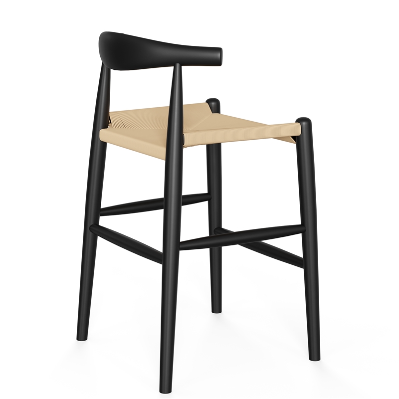 Pemberly Row Papercord Counter Height Stool in Natural and Black