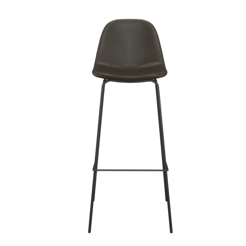 Pemberly Row Vegan Leather Bar Height Stools (Set of 2) in Black