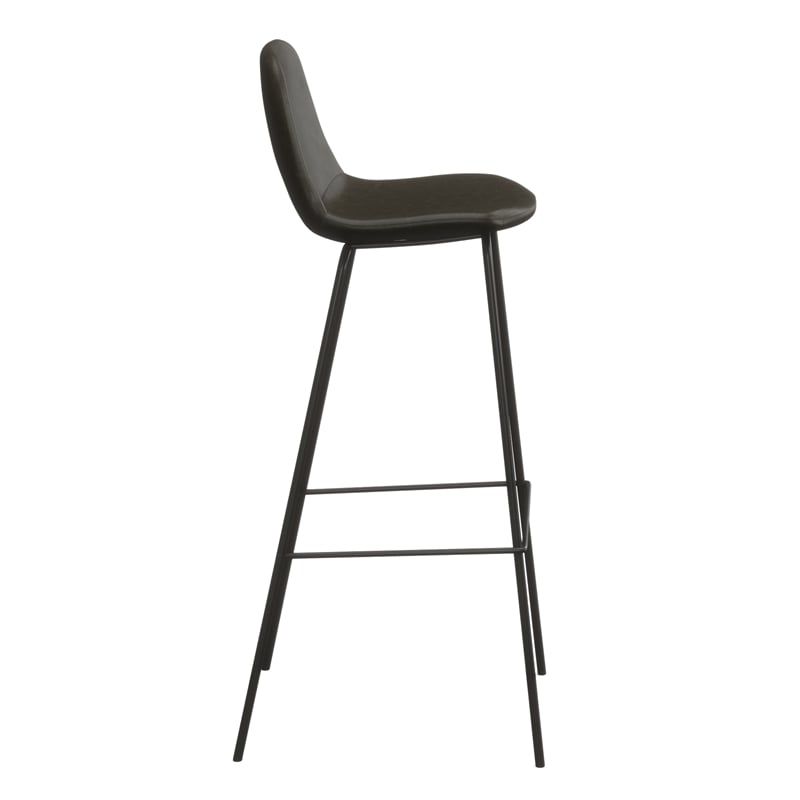 Pemberly Row Vegan Leather Bar Height Stools (Set of 2) in Black