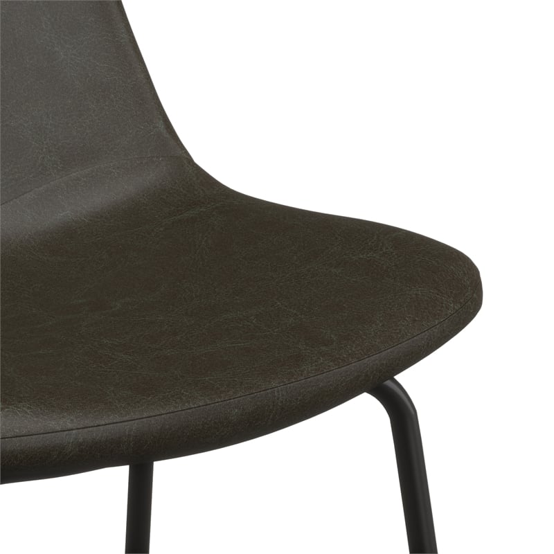 Pemberly Row Vegan Leather Bar Height Stools (Set of 2) in Black