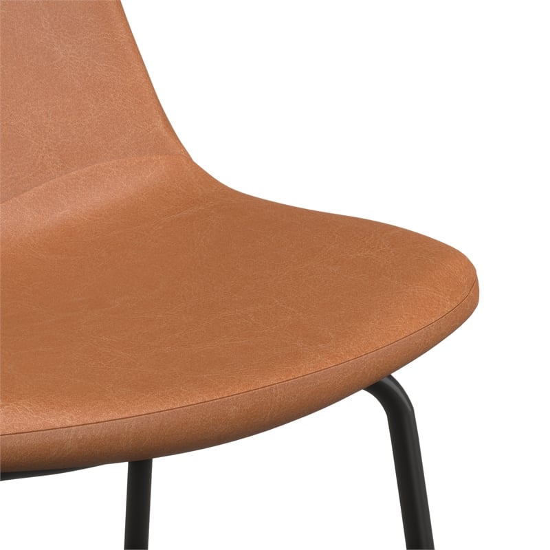 Pemberly Row Vegan Leather Bar Height Stools (Set of 2) in Brown