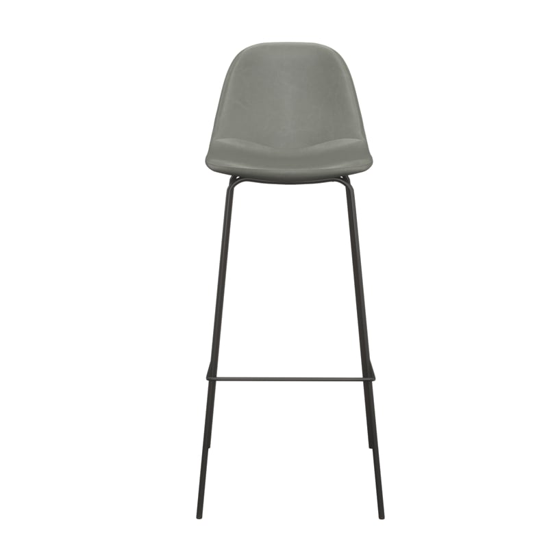 Pemberly Row Vegan Leather Bar Height Stools (Set of 2) in Slate