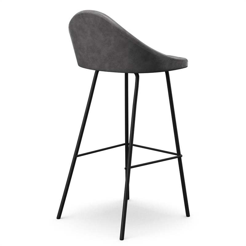 Pemberly Row Vegan Leather Bar Height Stools (Set of 2) in Smoke