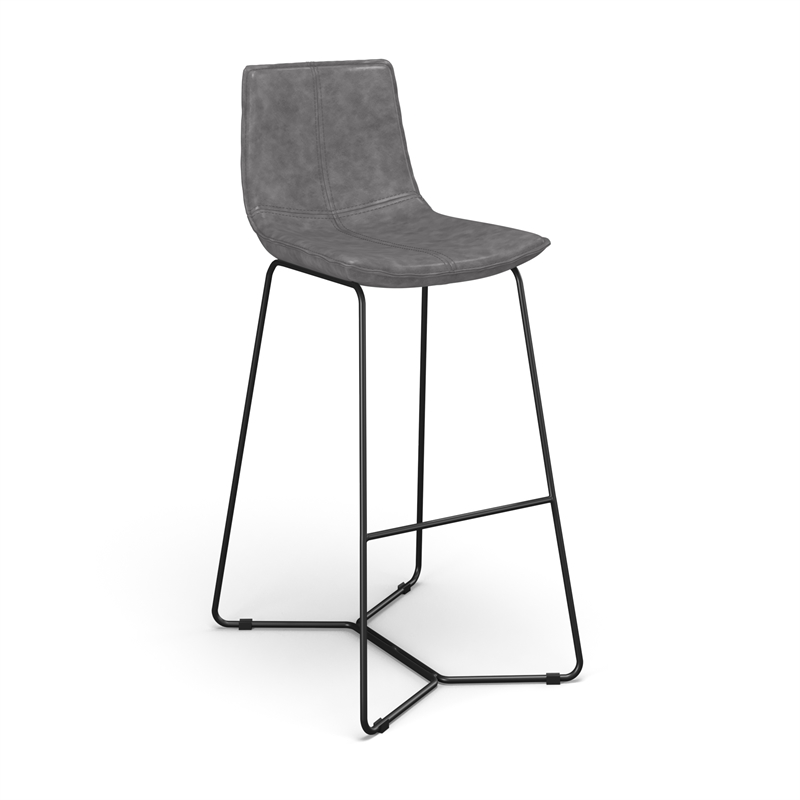 Pemberly Row Vegan Leather Bar Height Stools (Set of 2) in Smoke