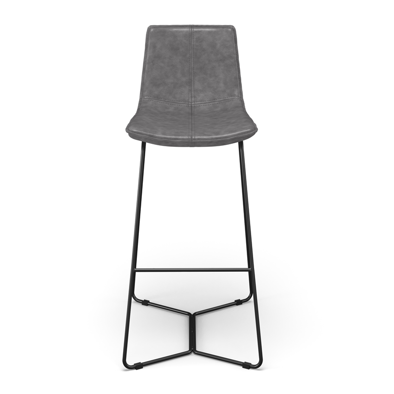 Pemberly Row Vegan Leather Bar Height Stools (Set of 2) in Smoke