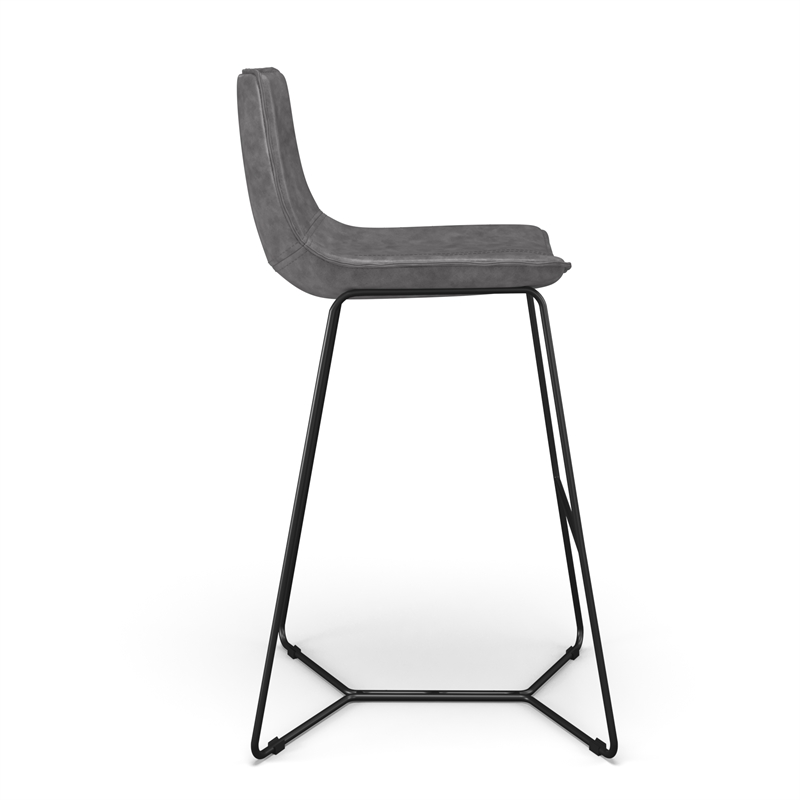 Pemberly Row Vegan Leather Bar Height Stools (Set of 2) in Smoke