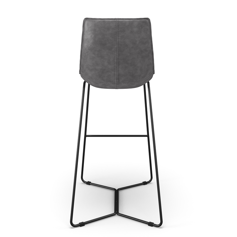 Pemberly Row Vegan Leather Bar Height Stools (Set of 2) in Smoke