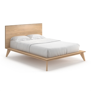 Pemberly Row Modern / Contemporary Wood Queen Size Bed in Light Oak