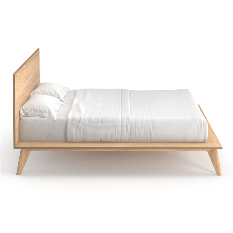 Pemberly Row Modern / Contemporary Wood Queen Size Bed in Light Oak