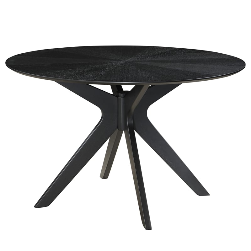 Pemberly Row Modern / Contemporary Wood Round Dining Table in Black