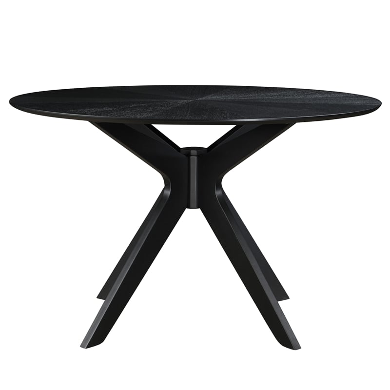 Pemberly Row Modern / Contemporary Wood Round Dining Table in Black