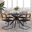 Pemberly Row Modern / Contemporary Wood Round Dining Table in Black