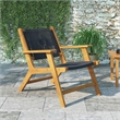 Pemberly Row Solid Wood and Rope Lounge Chair Set in Natural/Black