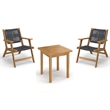 Pemberly Row Solid Wood and Rope Lounge Chair Set in Natural/Black