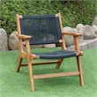Pemberly Row Solid Wood and Rope Lounge Chair Set in Natural/Black