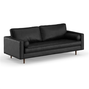 Pemberly Row Modern / Contemporary Vegan Leather Sofa in Black