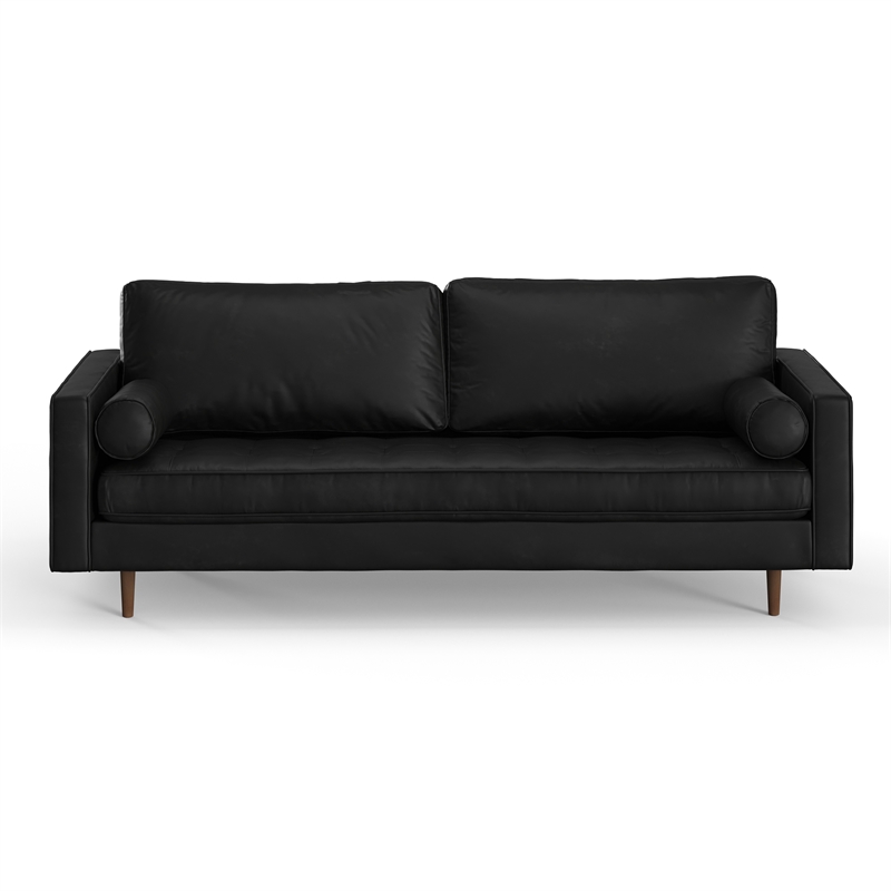 Pemberly Row Modern / Contemporary Vegan Leather Sofa in Black