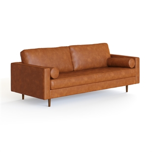 Pemberly Row Modern / Contemporary Vegan Leather Sofa in Brown