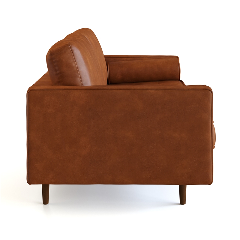 Pemberly Row Modern / Contemporary Vegan Leather Sofa in Brown