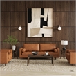 Pemberly Row Modern / Contemporary Vegan Leather Sofa in Brown