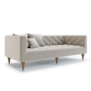 Pemberly Row Mid-Century Contemporary Fabric Sofa in Oatmeal