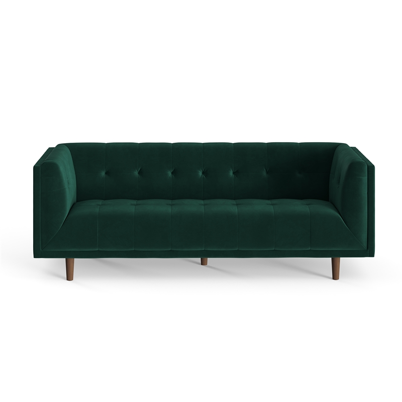 Pemberly Row Mid-Century Contemporary Velvet Sofa in Emerald