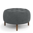 Pemberly Row Modern / Contemporary Round Velvet Ottoman in Gray