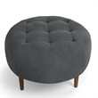 Pemberly Row Modern / Contemporary Round Velvet Ottoman in Gray