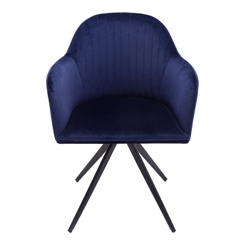 Pemberly Row Contemporary Velvet Swivel Arm Chair in Sapphire