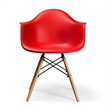 Pemberly Row Contemporary Plastic Arm Chairs (Set of 2) in Red