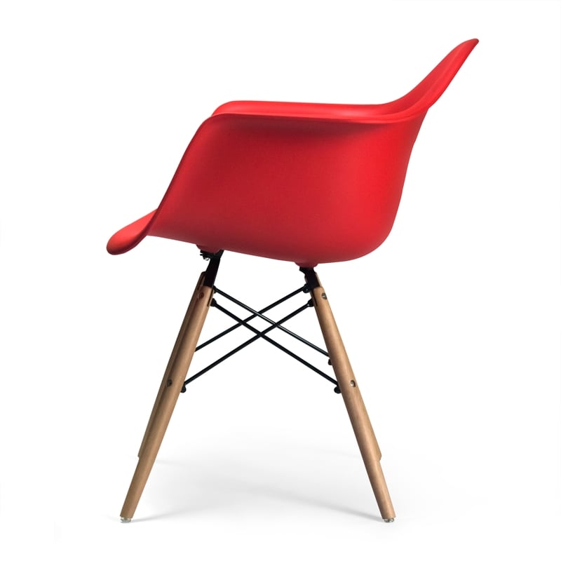 Pemberly Row Contemporary Plastic Arm Chairs (Set of 2) in Red